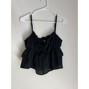 Wild Fable Black Ruffle Tie‎ Front Cami Top - Women's Sleeveless Blouse